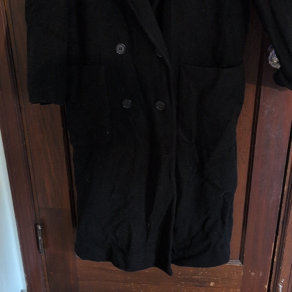 Vintage Miss Harwood Signature Coats Wool Double Breasted Below Knee Black - Picture 4 of 6